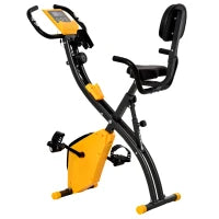 Cyclette Pieghevole con Resistenza Magnetica 8 Livelli, Sensore di Frequenza Cardiaca, Volano 2.5kg, Giallo