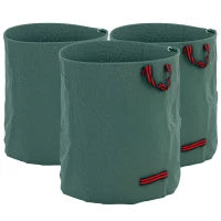 Set 3 Sacchi per Rifiuti da Giardino da 272 L con Manici, Richiudibili e Riutilizzabili, Ø67x76 cm, Verde