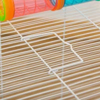 Gabbia per Criceti a 3 Livelli con Tubi, Casetta, Serbatoio dell'Acqua e Ruota, 59x36x47 cm