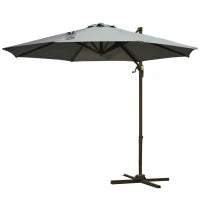 Ombrellone da Giardino a Manovella e a 8 Stecche con Angolazione Regolabile, Ø2.95x2.5 m, Grigio