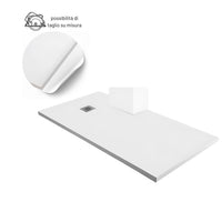 Piatto doccia mineral marmo resina antiscivolo h3,5 cm con piletta *** finitura- bianco opaco, misure l120 x p90 x h3...