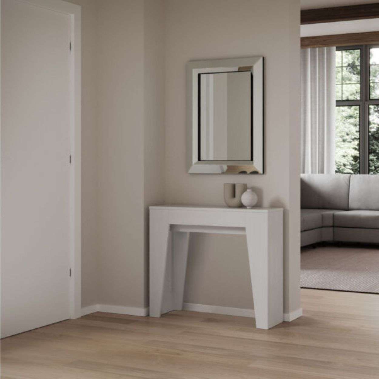 shopinnovativo- Consolle allungabile 90×25/181 cm Narrow Bianco Frassino