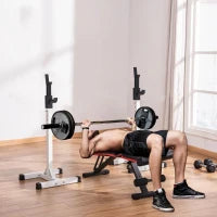 Porta Bilanciere Universale in Acciaio, Altezza Regolabile su 12 Livelli, Carico Massimo 150kg