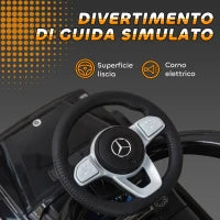 Macchina a Spinta per Bambini 12-36 Mesi con Licenza Mercedes, Tettuccio e Maniglia di Spinta, 85.5x40.5x95 cm, Nero