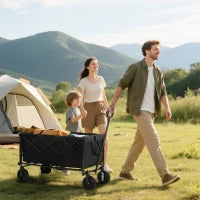 Carrello da Giardino 160L Pieghevole con Manico Regolabile, Capacità 100 kg, 95x55x102 cm, Nero