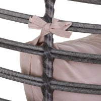 Poltrona da Esterno in Rattan a Goccia Stile Boho con Cuscino, 101x89x156cm Grigio e Beige