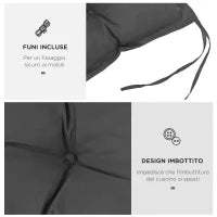 Cuscino per Panchina da Giardino con Laccetti e Imbottitura Spessa, 100x40cm, Grigio Scuro