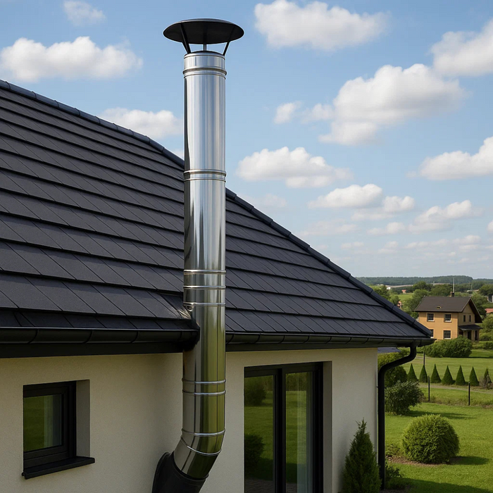 Elemento lineare doppia parete Ø 250/300 mm sp. 0,5 mm h. 1000 mm canna fumaria