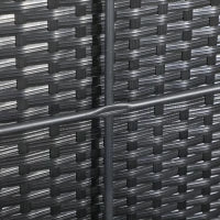 Baule da Giardino in Rattan e Acciaio con Coperchio, 95x60x53cm, Nero