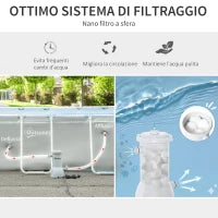 Piscina Fuori Terra in Acciaio e PVC Rinforzato con Filtro, 580x310x122cm, Grigio Chiaro
