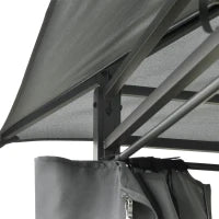 Gazebo Padiglione da Giardino in Stile Coloniale con Tetto Doppio e Tende Laterali, 3L x 4l x 2,8H m, Grigio