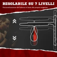 Punching Ball a Muro con Speed Bag Girevole a 360° e Regolabile su 7 Altezze, Nero e Rosso