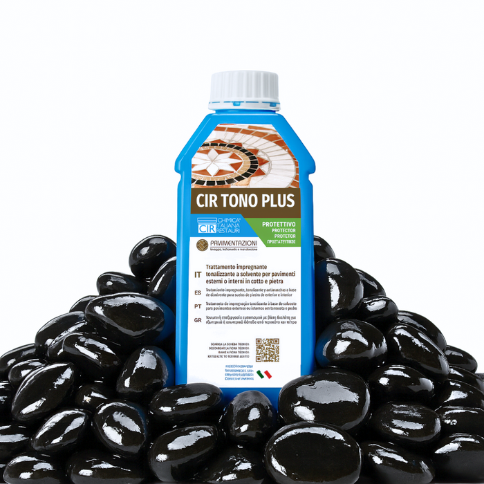 Ciottoli nero ebano effetto bagnato brillante con cir tono plus protettivo *** misura 25/40, formato 25 kg + 1 l, con...