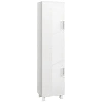 Colonna Bagno Moderna con 2 Armadietti e Ripiani Regolabili, 40x30x167.5 cm, Bianco