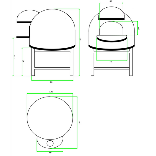 Forno a legna artigianale rivestimento mosaico cotto beige pizza linea wave *** misura Ø 100 cm, confezione 1