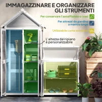 Casetta da Giardino e Armadio Esterno con Tetto Apribile in Legno, Porte con Blocco, Grigio Chiaro
