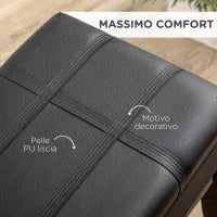 Sgabello per Pianoforte con Altezza Regolabile e Contenitore in Legno e Finta Pelle, 63x35x46-56cm, Nero