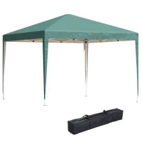 Gazebo Struttura in Acciaio Pieghevole Rivestimento Tessuto Oxford Verde 3x3m