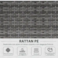 Set 4 P.zi Mobili da Giardino in Rattan (PE), Salotto da Esterni con Tavolo, 2 Sedie, Divano due posti, Grigio