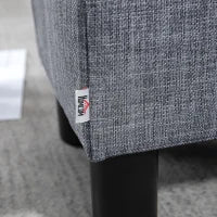 Pouf Poggiapiedi in Tessuto Effetto Lino Imbottito, 40x30x24cm, Grigio