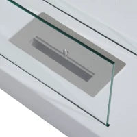 Camino a Bioetanolo da Tavolo 830 W Bruciatori senza Residui Inodore In Acciaio Inox con Vetro 35x18x21 cm Bianco