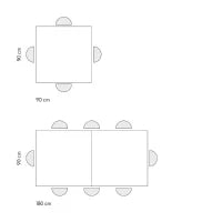 PAZZO DESIGN Tavolo allungabile, Rovere Rustico, Nobilitato melaminico, Made in Italy, Basamento Nero, 90 x 90 x 76,5 cm