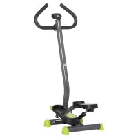 Stepper con Manubrio, Pedali Antiscivolo e Monitor LCD, in Acciaio e ABS, 55x44x108 cm, Nero Grigio e Verde