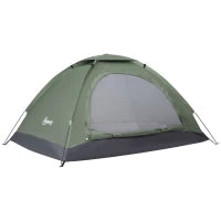 Tenda da Campeggio a Igloo con Porta a Cerniera, Zanzariera e Finestre a Rete, 206x152x110 cm, Verde