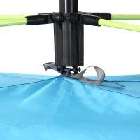 Tenda da Spiaggia Pop Up con Porta a Cerniera, in Poliestere e Fibra di Vetro, 220x173x120 cm, Blu Chiaro e Giallo