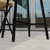 Tavolino da Giardino Moderno in Rattan e Acciaio, 50x50x55 cm, Nero e color Legno