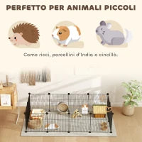 Recinto per Animali Modulabile con 12 Pannelli 35x35 cm e Bordi Arrotondati, in Metallo e ABS, 140x70x35 cm, Nero