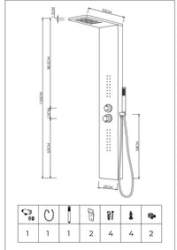 Colonna doccia attrezzata easy in acciaio inox cascata cromo lucido 150x23x53 *** confezione 1