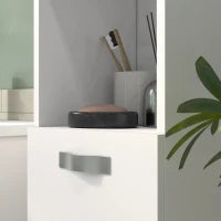 kleankin Mobile Bagno in Legno a Parete con 2 Armadietti, 2 Ripiani e Scaffale Aperto, 30x30x131.5 cm, Bianco