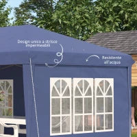 Gazebo da Giardino 6x3 m Regolabile in Altezza con Pareti Removibili, in Acciaio e Poliestere, Blu