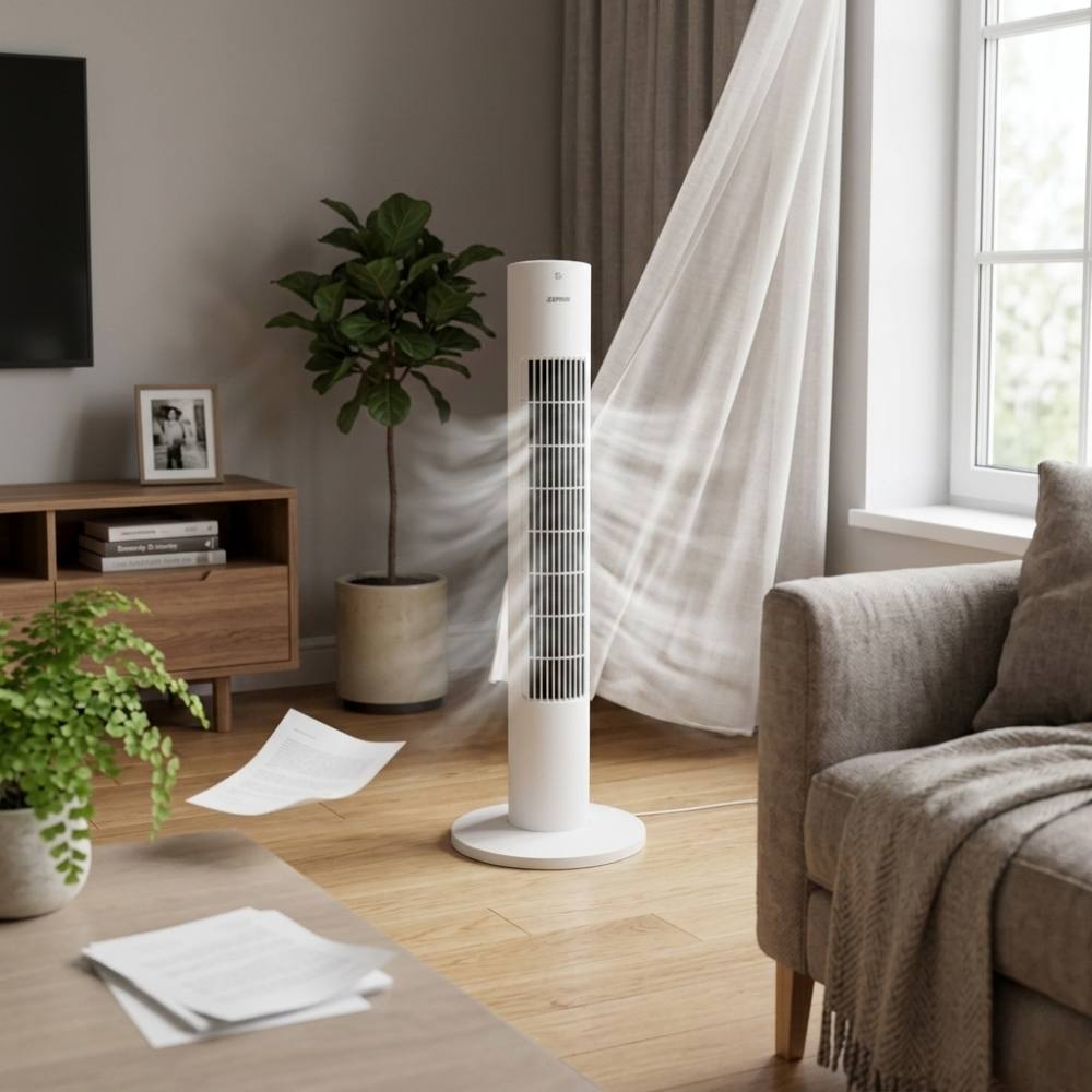 Ventilatore a torretta babylon2 bianco 60w con telecomando