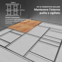 Casetta da Giardino con 2 Porte Scorrevoli e 4 Prese d'Aria in Acciaio, 340x386x200cm, Giallo