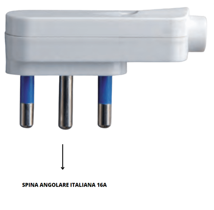 Spina elettrica bianca salvaspazio attacco grande 16 ampere ecova