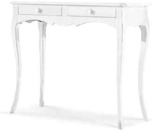 Mobiletto a consolle 2 cassetti arte povera in legno massello e mdf con rifinitura in bianco 95x41x80 H