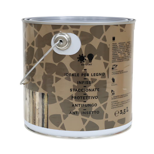 Fondo funghicida alchidico per legno interno ed esterno *** formato 2.5 lt, colore- castagno, confezione 1