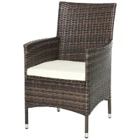 Set Mobili da Giardino Rattan Set Arredamento Giardino 3pz Tavolo con 2 Sedie con Cuscini Marrone