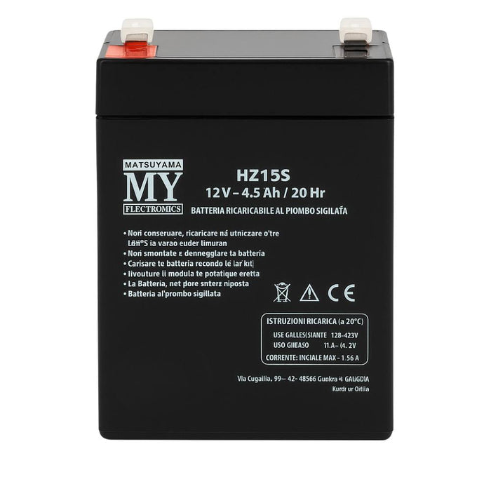 Batteria piombo 12v 4.5ah matsuyama hz155 sigillata compatta