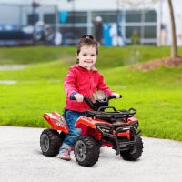 Quad Elettrico per Bambini con Batteria Ricaricabile 6V, Pulsante Acceleratore, Età 18-36 Mesi, 70x42x45cm, Rosso