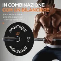 Set 2 Dischi Pesi da 5kg in Gomma con Foro da 2"/5 cm per Manubri e Bilancieri, Nero