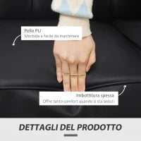 Divano 2 Posti in Stile Chesterfield in Pelle PU con Cuscino Rimovibile, 160x84x80 cm, Nero