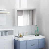 Homcom Armadietto Pensile da Bagno con Specchiera e 3 Ripiani in MDF Bianco 80 x 60 x 15cm