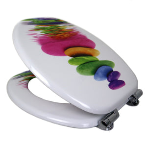 Sedile wc copri vater universale frizionato fantasia in mdf con chiusura rallentata *** fantasia colors stone, confez...