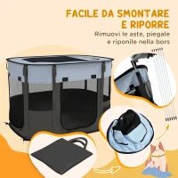 Box per Animali con 7 Finestre, 3 Porte e 2 Borse Portaoggetti, in Poliestere e Acciaio, 84x64x53 cm