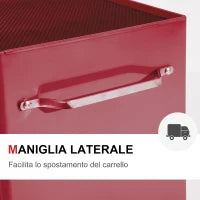 Carrello Porta Utensili Attrezzi Attrezzatura con Cassettiera Rosso 61.5 x 33 x 82.5cm