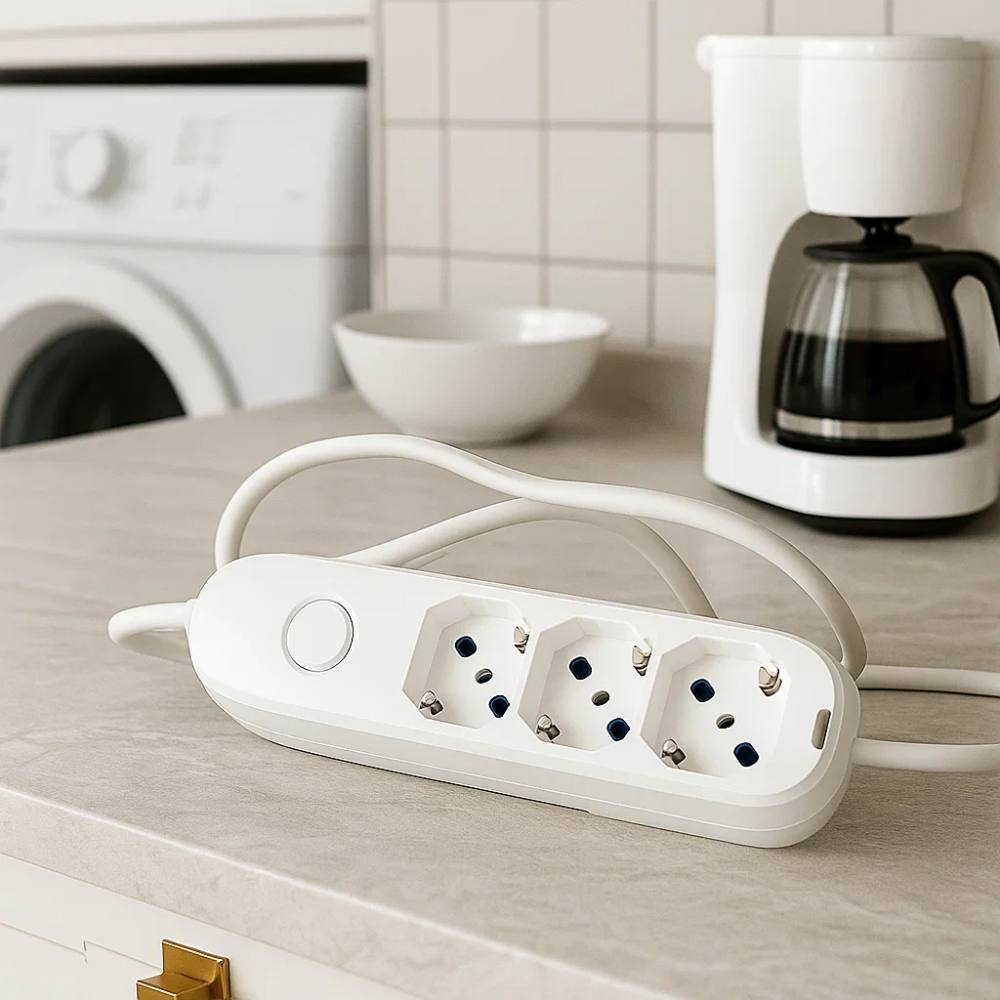 Ecova 30101x multipresa 3 prese universali con interruttore e cavo 1,5 metri bianco