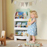 Libreria per Bambini con 3 Ripiani a Forma di Orsetto con Barriere Frontali, 55x15x110 cm, Verde